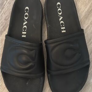 Coach Black Slide Sandals
